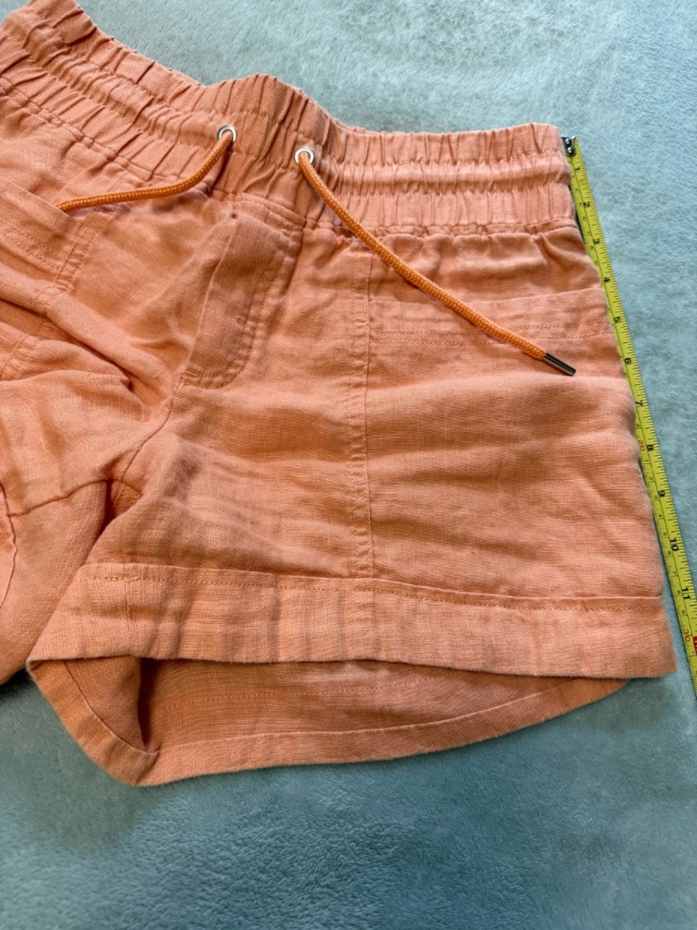 Athleta Cabo Linen Blend Shorts Size 2 Peach Coral Drawstring Casual Summer - Picture 10 of 12